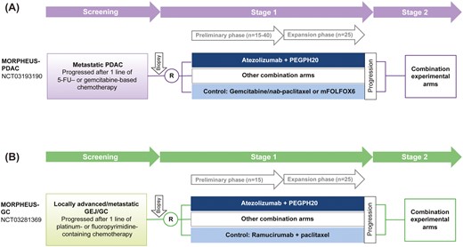Atezolizumab Plus PEGPH20 Versus Chemotherapy in Advanced Pancreatic Ductal Adenocarcinoma and Gastric Cancer: MORPHEUS Phase Ib/II Umbrella Randomized Study Platform